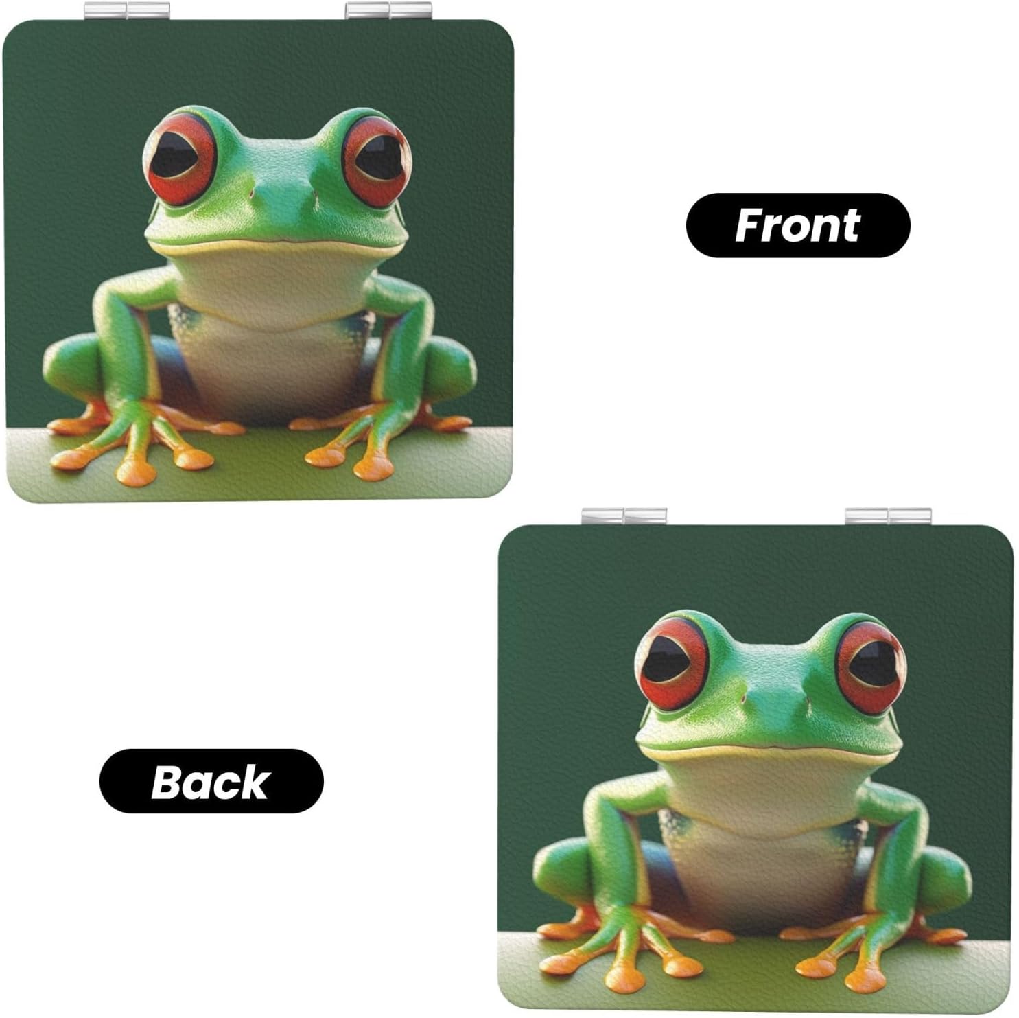 Compact Mirror Green Funny Frog Pocket Travel Makeup Mirrors Double Sided 1x/2x Magnifying Foldable Mini Cosmetic Mirrors Portable Handheld Beauty Mirror for Women Girls Gift image 2