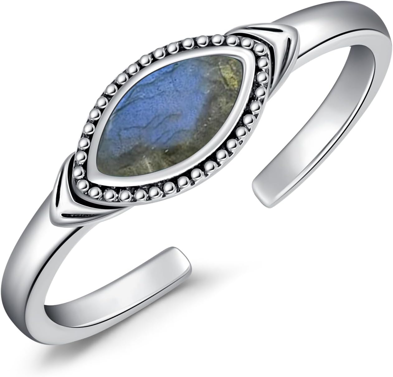 Gemstone Toe Rings Adjustable 925 Sterling Silver Open Band Toe Rings Jewelry Gifts for Women
