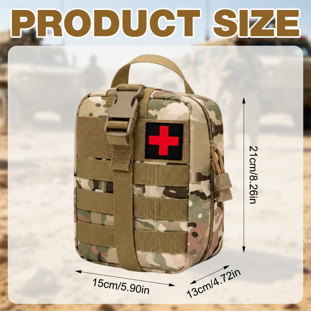 Kit Pronto Soccorso Militare Completo, 61 Pezzi First Aid Kit per Esterni, Trauma First Aid Kit per Auto, Casa, Viaggi, Campeggio All'Aperto, Escursionismo
