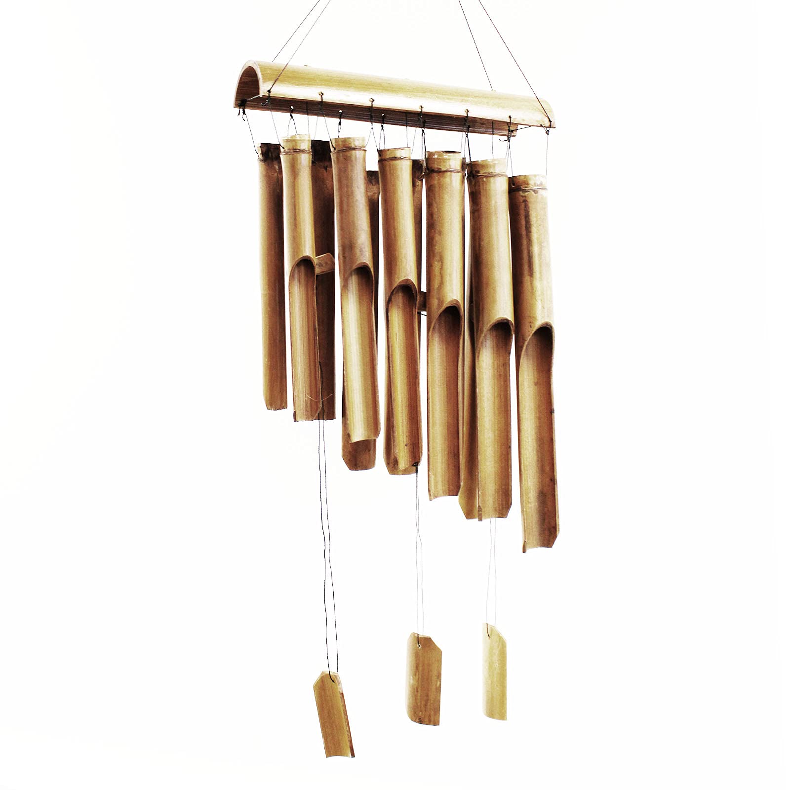 Bamboo Windchime, 12 Large Tubes, Natural, Bamboo and Seagrass, 130cm Height