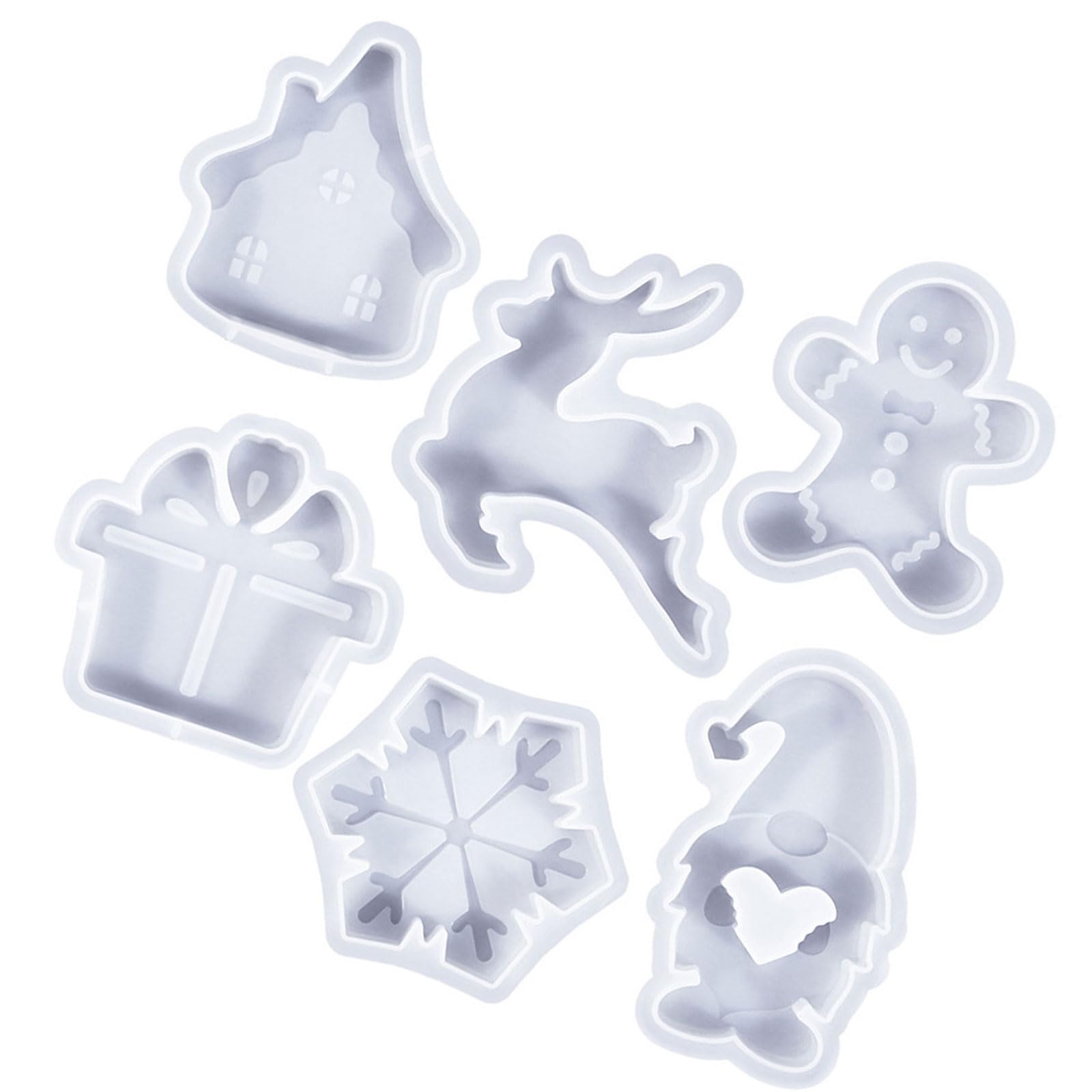 Xqbfjymp 6 Combinations 2 6/8Pcs Christmas Theme Silicone Molds Halloween Themed Silicone Moulds For Epoxy Resin Home Decoration