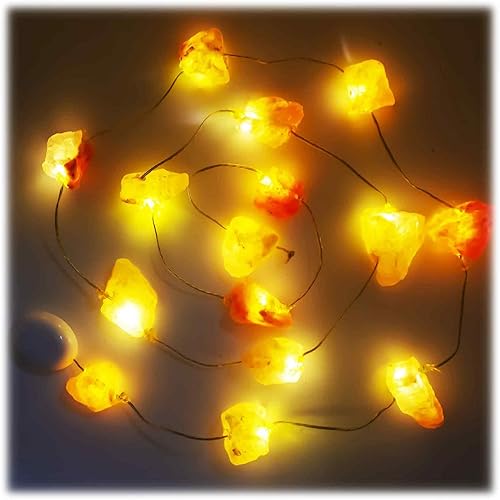 Cadena de luz de sal del Himalaya, luz nocturna intermitente rosa, longitud 60 pulgadas, 15 luces, cadena de luz de sal, batería de botón