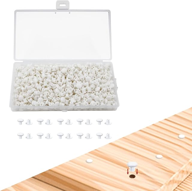 ANOTHEEE 600PCS Drill Hole Cover Caps Plastic Hole Plugs 5mm Push-in Type Hole Drilling Cover Plugs Blanking End Caps for Furniture Kitchen Cabinet Wardrobe Cupboard Cabinet Bookcase Shelves