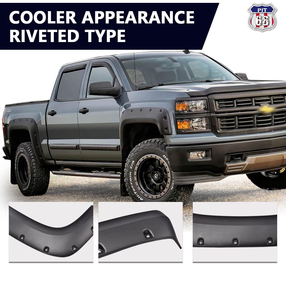 PIT66 Fender Flares, Compatible with 0713 Silverado 1500/0714 2500 HD