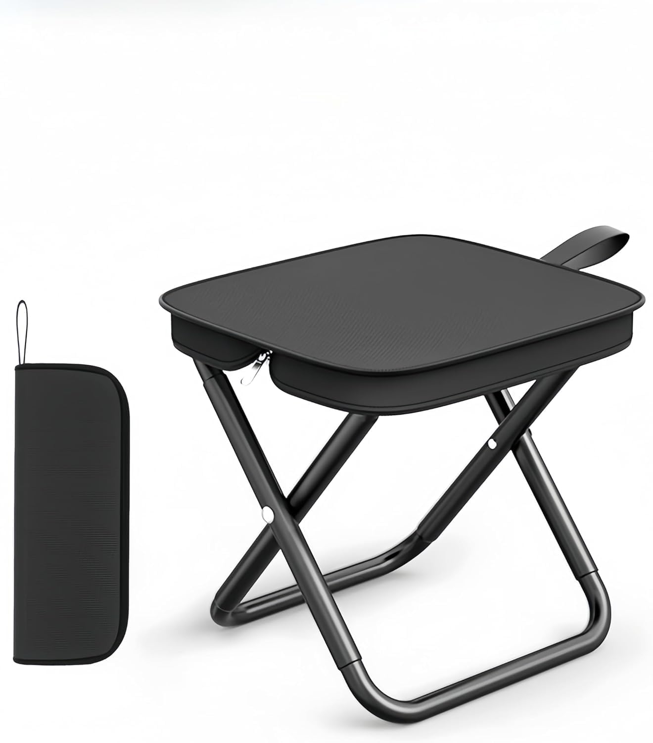 Twinleaf Handbag Folding Stool (Black) – Portable Foldable Camping Chair with Zipper Bag | Strong & Stable Outdoor Seat for Travel, Hiking, Beach, Trekking, Backpacking – Pack of 1-image-41