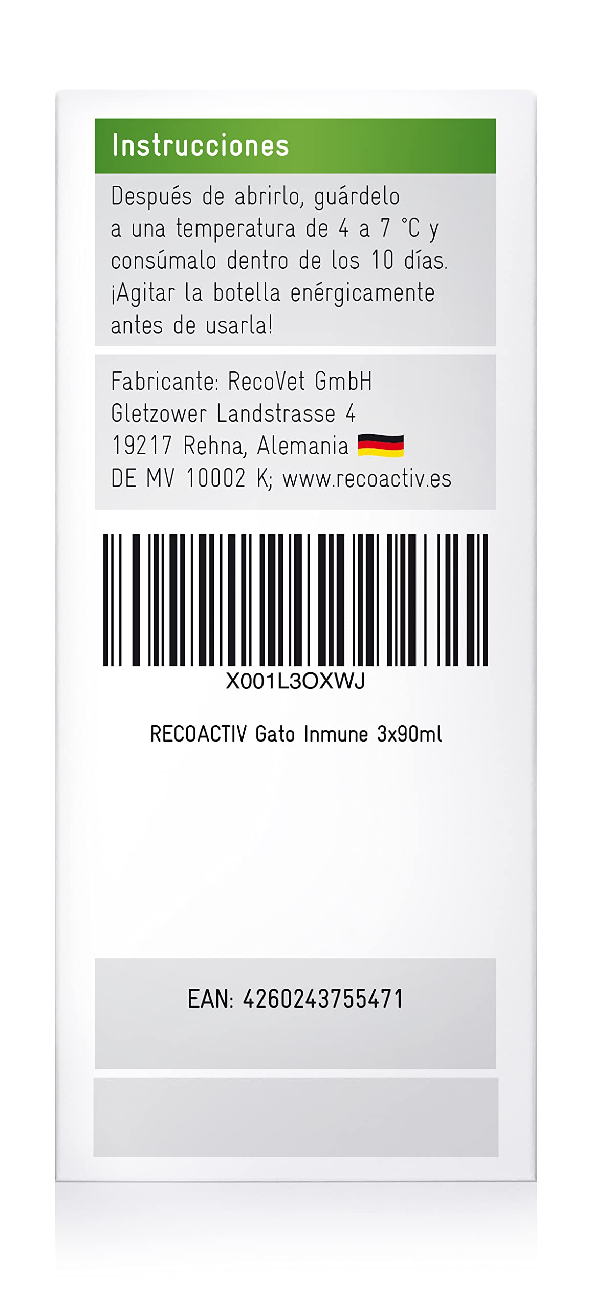 RECOACTIV Tónico Inmune para Gatos, 3 x 90 ml, suplemento dietético para el Refuerzo inmunológico y la prevención de los síntomas de deficiencia, un eficaz Estimulante dietético del apetito