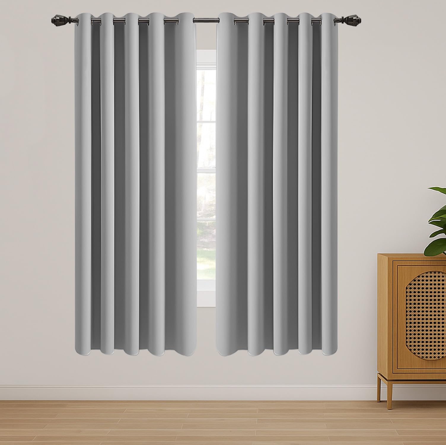 Ir Imperial Rooms Light Grey Imperial Rooms Blackout Eyelet Curtains For Bedroom 46X72 Inch Curtains For Living Room Super Soft Privacy Curtain 2 Panels With Tiebacks