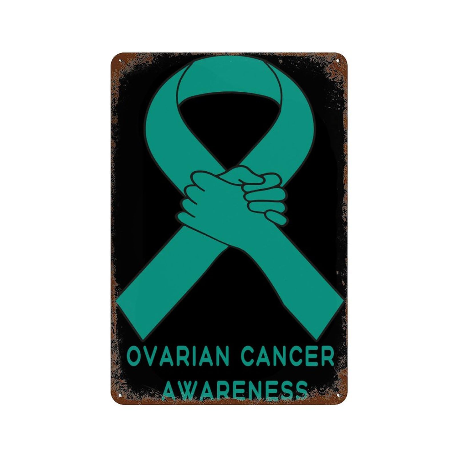 KWQDOZF Ovarian Cancer Awareness Theme Metal Tin Sign,Vintage Iron Hanging Plate Vertical with Rust Poster Wall Decor 8x12inch