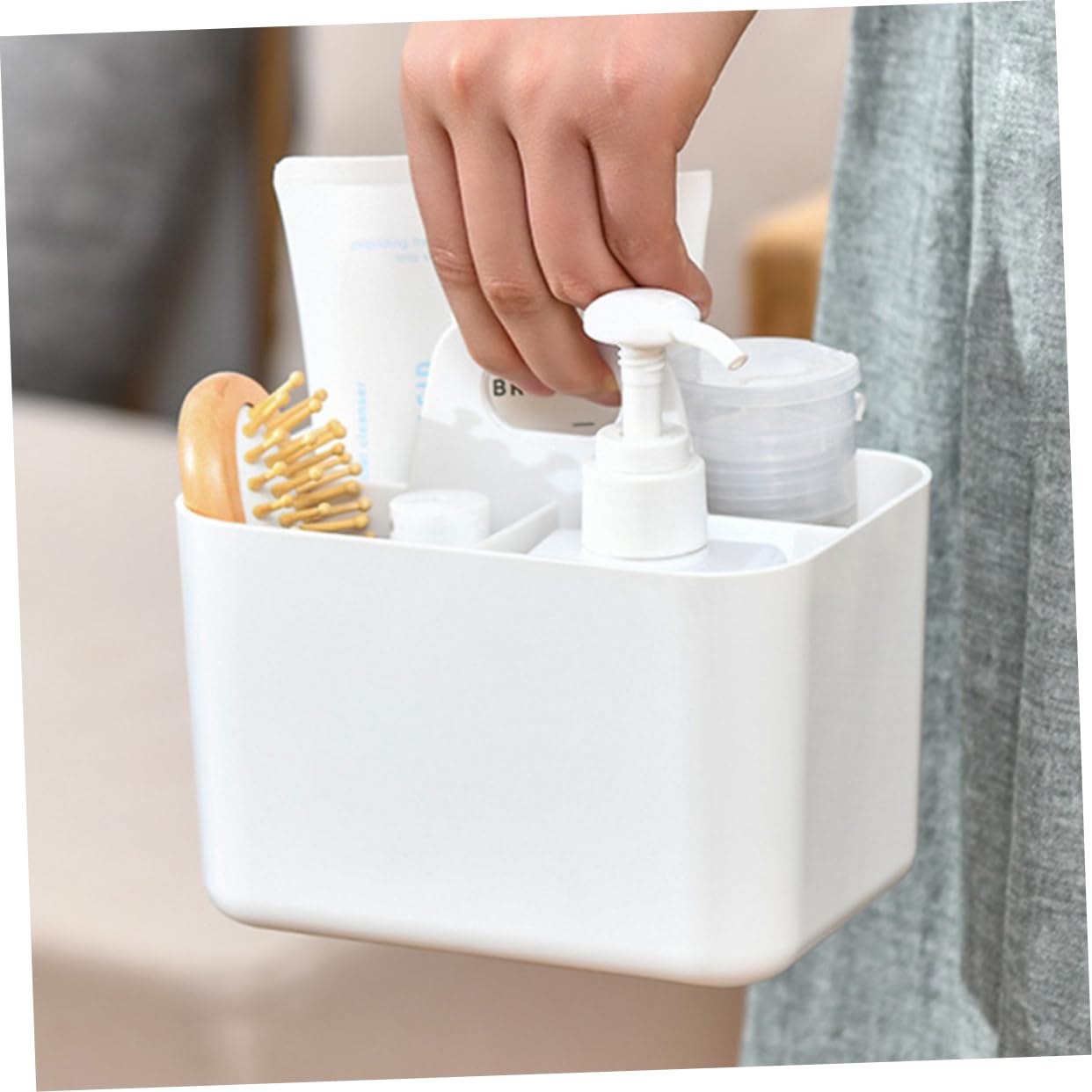 Healeved Portable Bathroom Organizer with Handle Large Capacity Storage Basket for Toiletries Makeup Essentials Durable Chic Design for Home Kitchen Laundry
