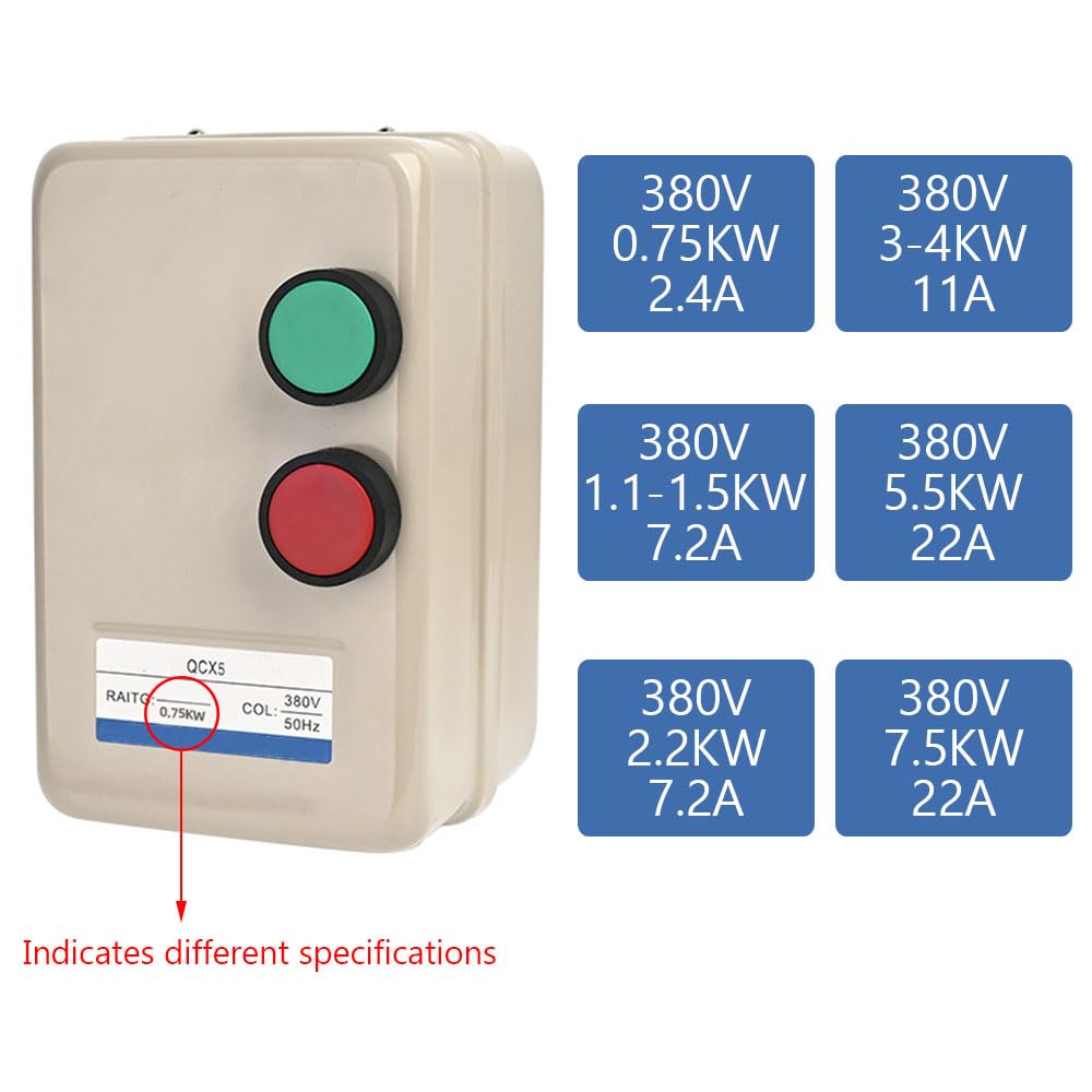 Motore elettrico magnetico, 380 V, 7,5 kW, 22 A, scatola interruttore di avviamento a 3 fasi, per compressori d'aria, pompe, apparecchiature industriali