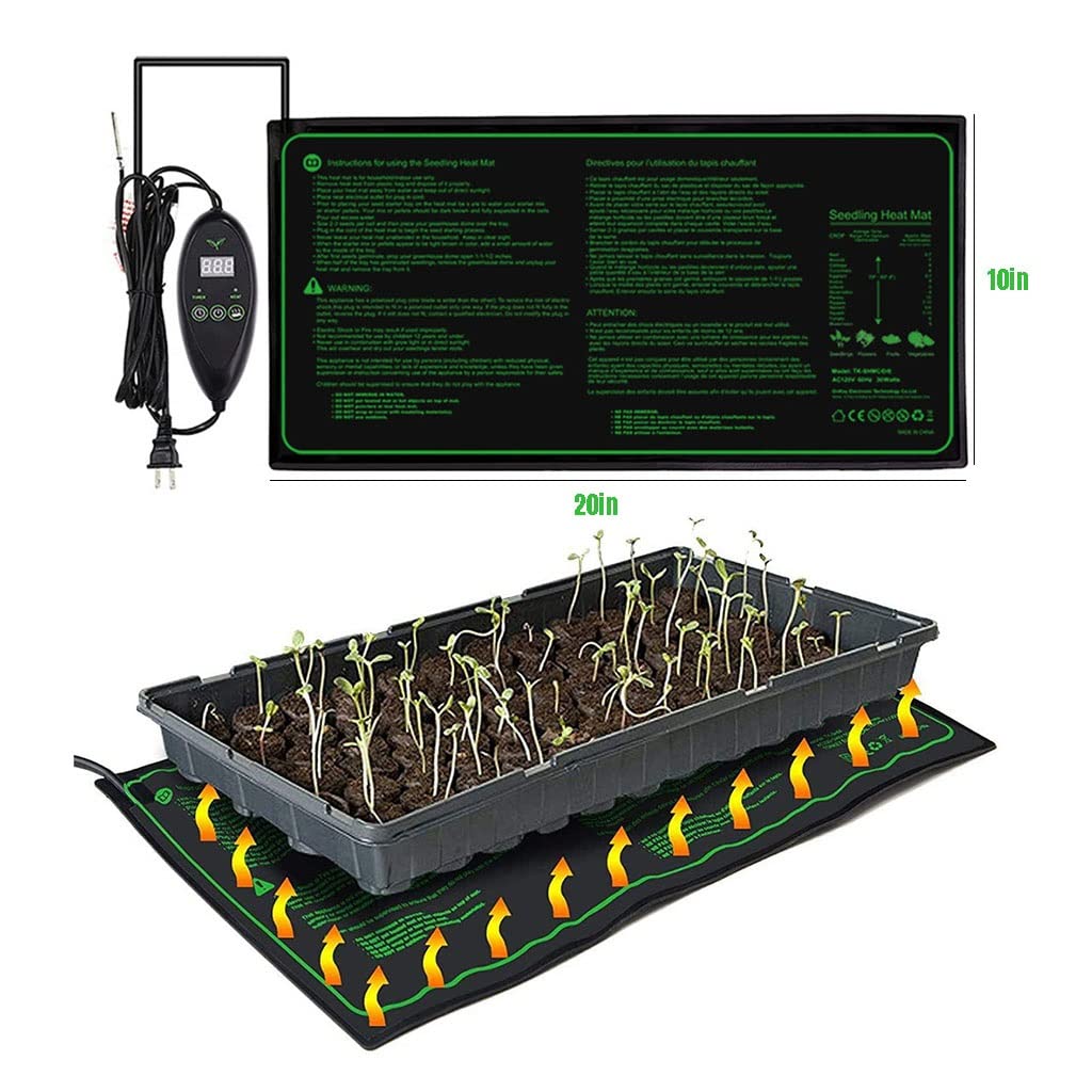 FAXIOAWA Tappetino riscaldante Impermeabile per piantine con regolatore del termostato Digitale Base di partenza sicura per la germinazione delle Piante per Il Giardinaggio Domestico al Coperto