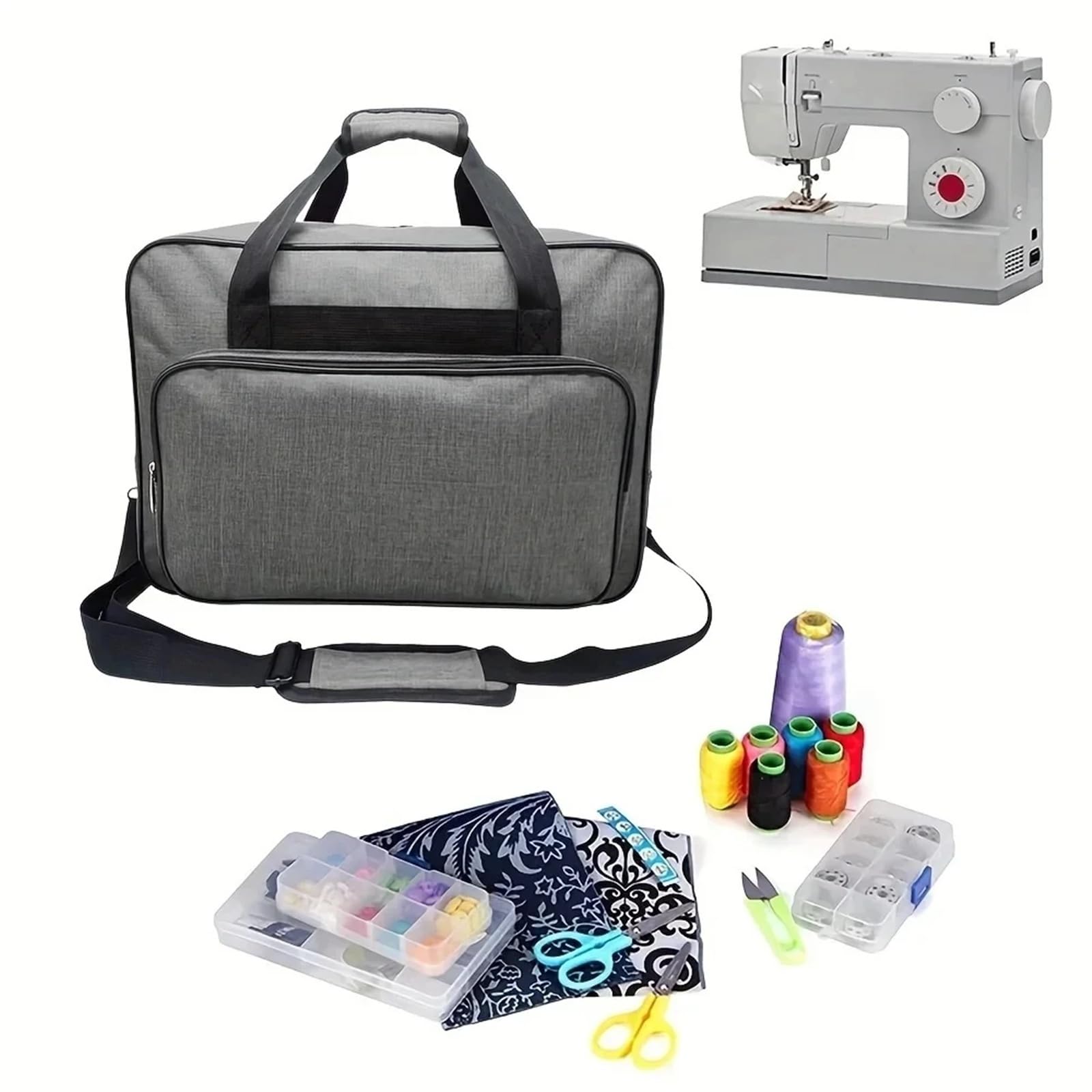 Bolsa de Transporte for máquina Coser portátil, Funda Protectora a Prueba Polvo con Bolsillos for Guardar Hilos(Black)