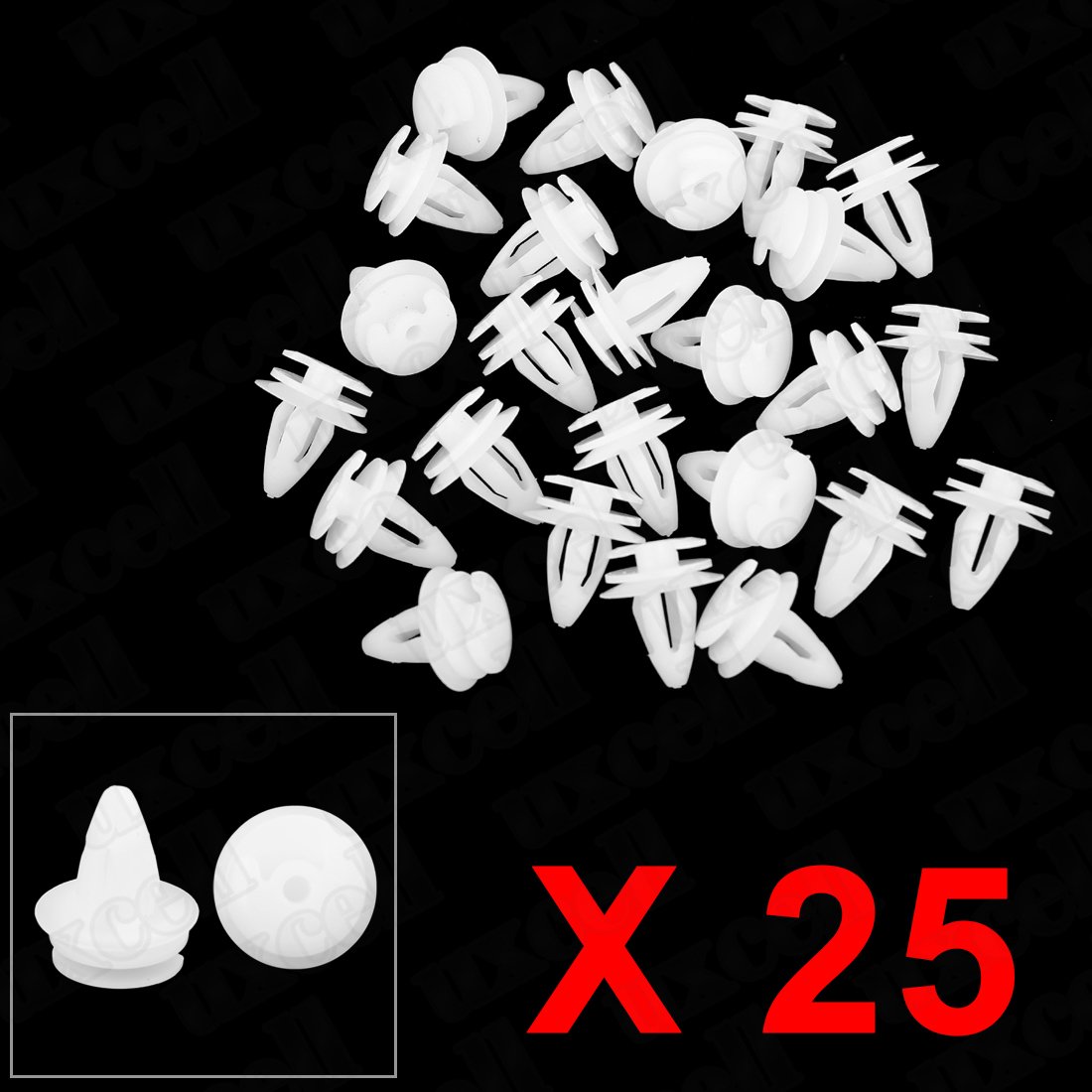 20 Agrafes Plastique Panneau Moulure - Rivets Gris Pour Trou 6.5mm - Fixation Garniture Auto Ou Défense