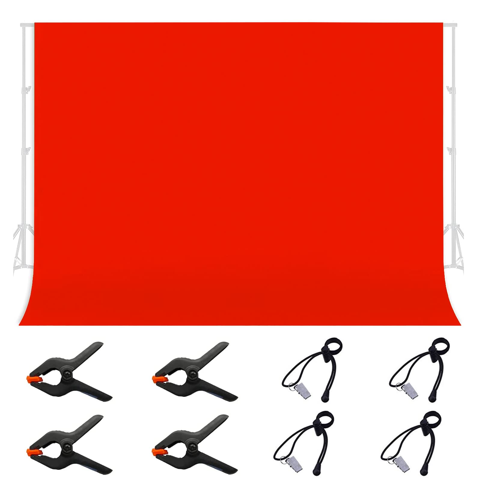 Fond Rouge Photo, Tissu de Fond 3 x 2M avec 4 Clips et 4 Clips de Tarp, Backdrop Pliable Lavable Durable pour Studio de Photographie, Prise de Vue Vidéo