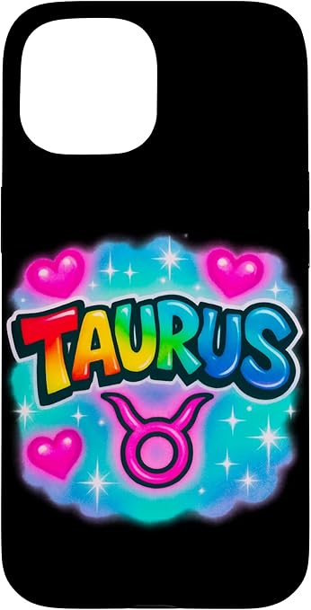 Taurus Zodiac Sign Airbrush Retro Horoscope Design Case for iPhone 15