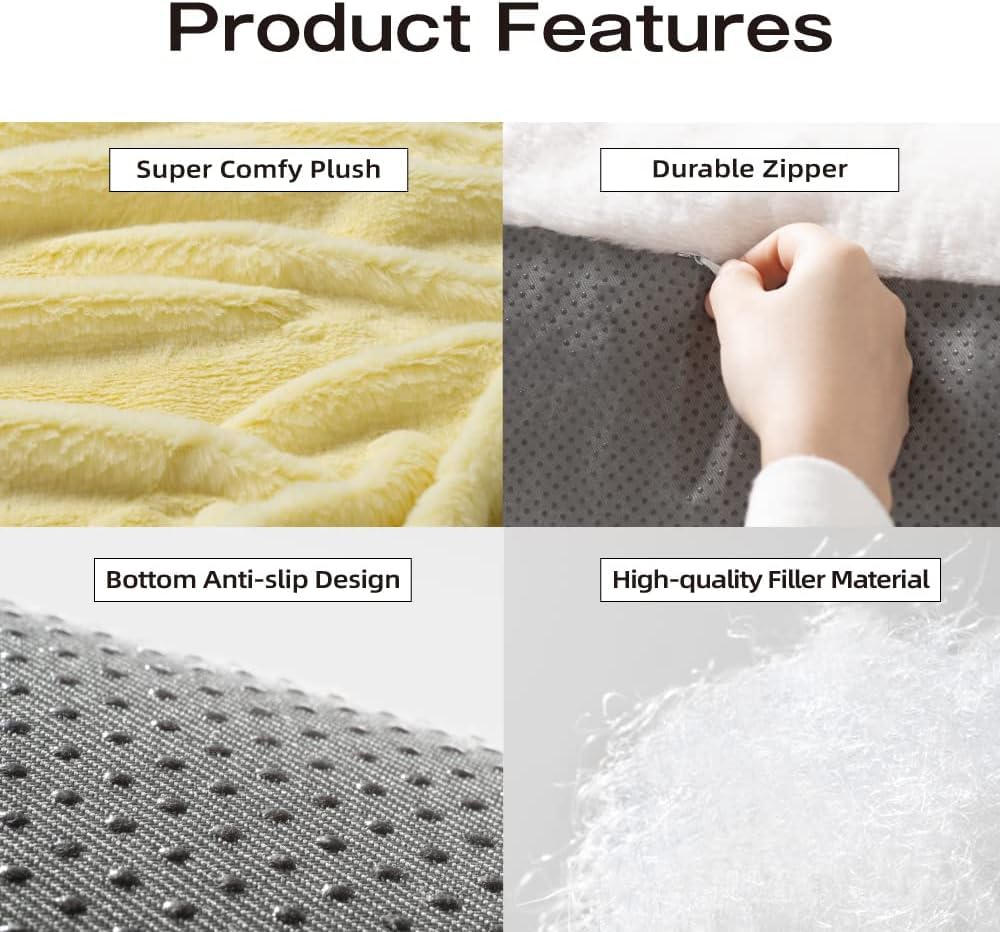 سرير اريكة منفوش ومتين مع قاعدة مضادة للانزلاق للقطط والكلاب والحيوانات الاليفة، لون اصفر، مقاس 66 × 48 × 33 سم