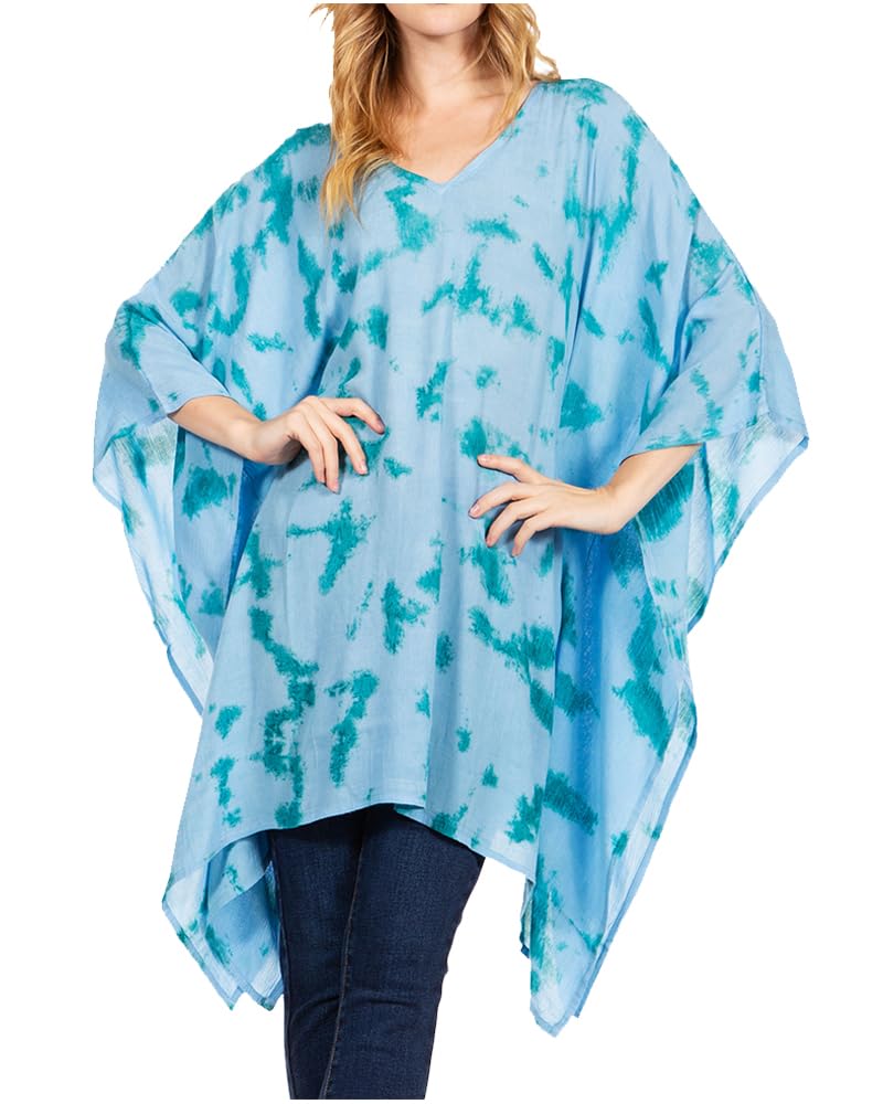 SakkasAdalwin Desert Sun Lightweight Circle Ponch Tunic Top Blouse W/Embroidery