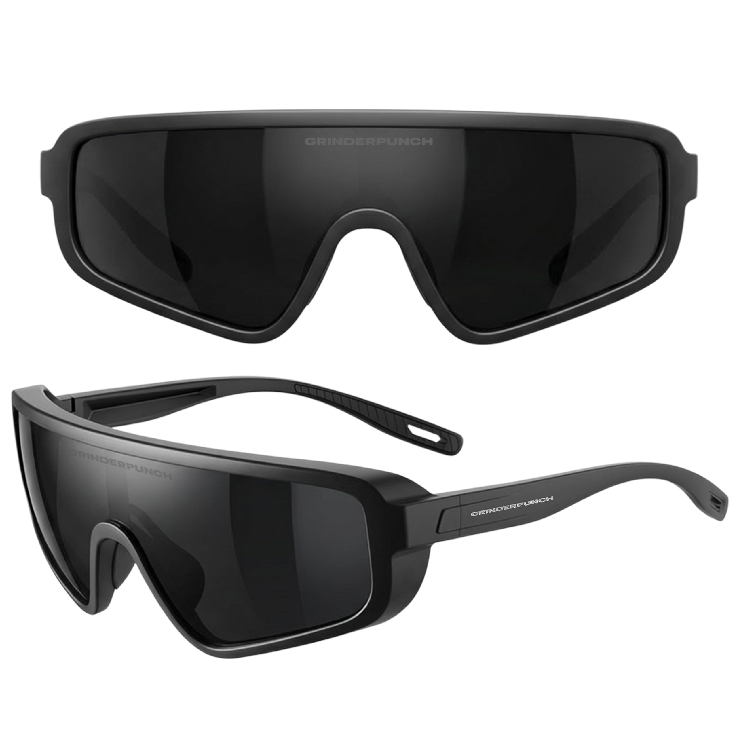 grinderPUNCH Futuristic Space Alien Costume Sunglasses Cyclops Shield Party Mirror Mono Lens