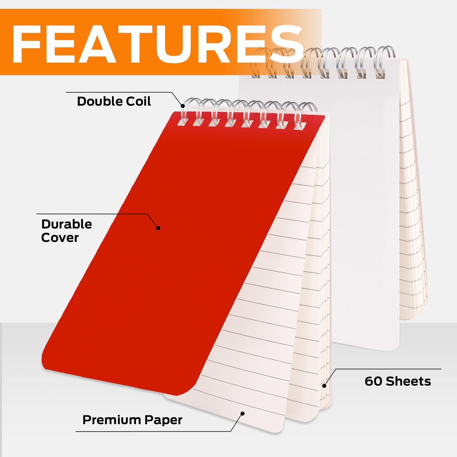 Cuaderno de bolsillo a granel de 3 x 5 pulgadas, 18 paquetes de bloc de notas en espiral con encuadernación superior, blocs pequeños de 6 colores, 60 hojas/120 páginas (80 g/m²) blocs de notas para el