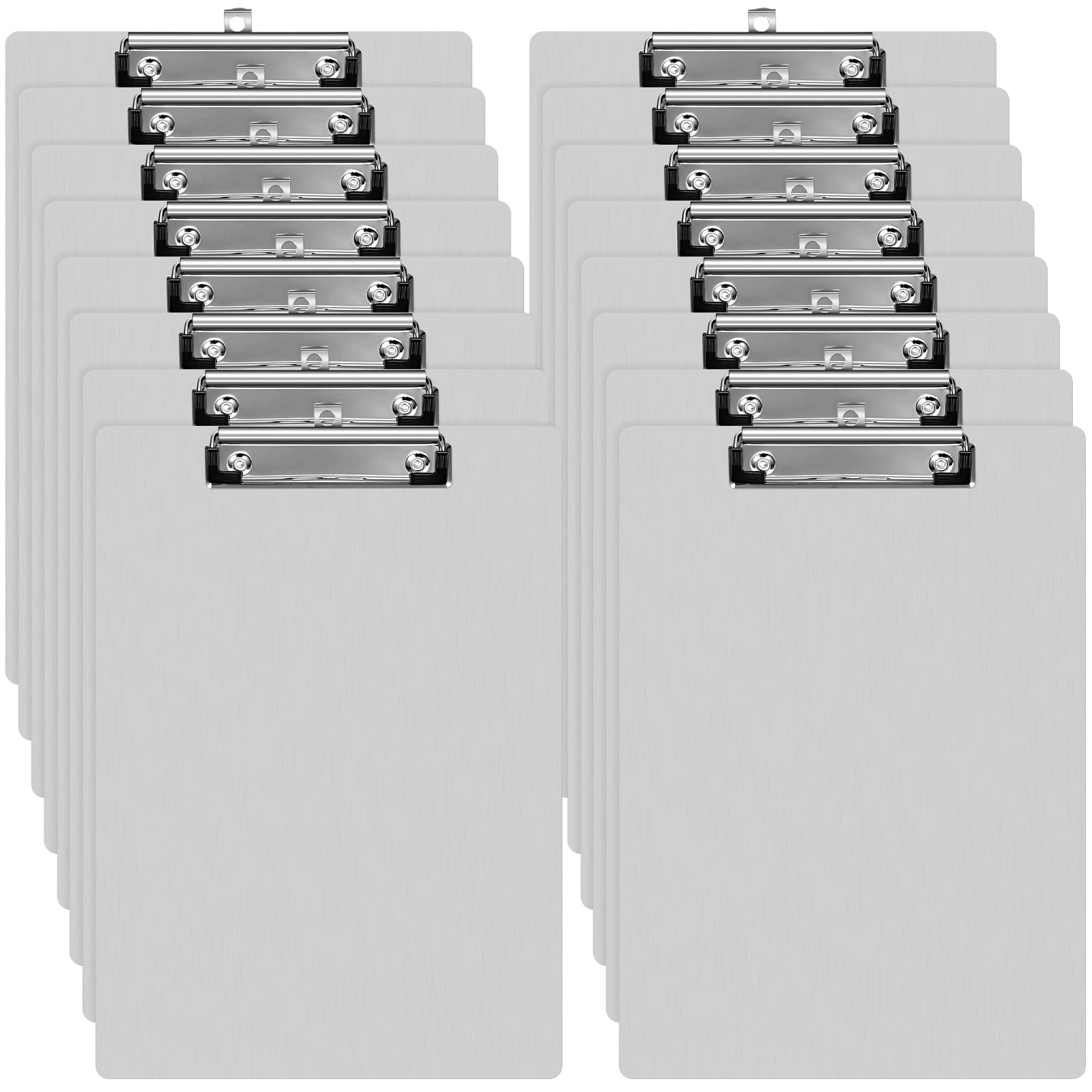 16 Pieces Clipboard, Metal Clipboard Aluminum Office Clipboard Low Profile Clip Standard A4 Letter Size Metal Clip Board, Size 12.5 x 9 Inch