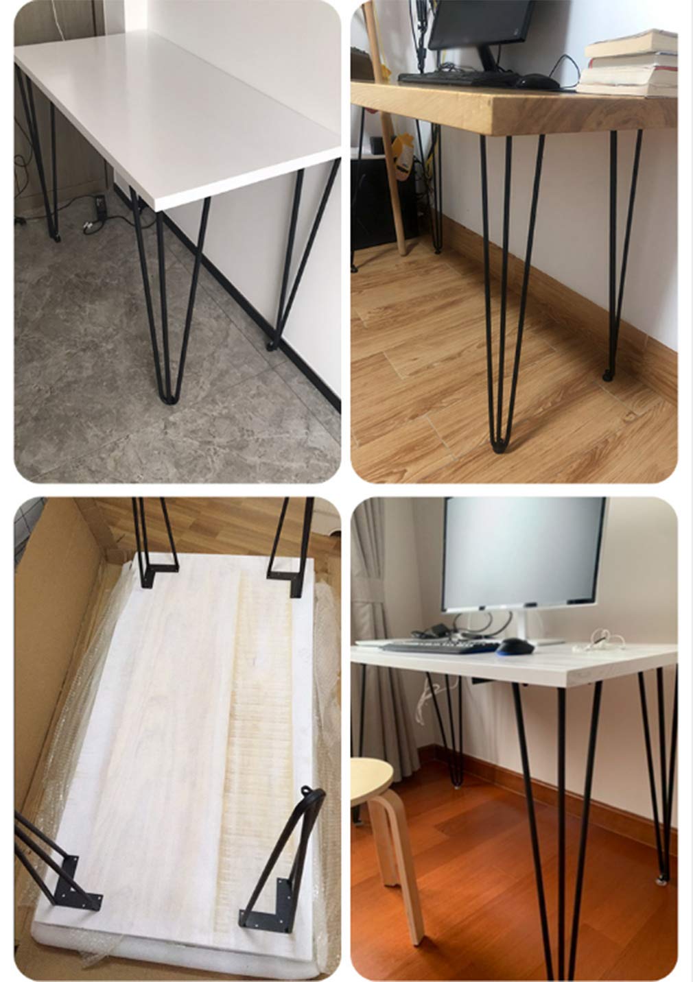 Hairpin Legs nogi stołu, zestaw 4 wymiennych nóg stołu i szafy, nogi mebli, nogi sofy, 3 metalowe nogi do stolika kawowego, do majsterkowania, stolika nocnego, z śrubami (65 cm, kolor czarny)