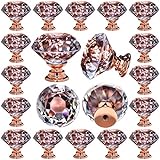 26 pcs Crystal Rose Gold Glass Drawer Pulls 30 mm Decorative Knobs for Kitchen Bathroom Cabinet, Dresser and Cupboard by DeElf