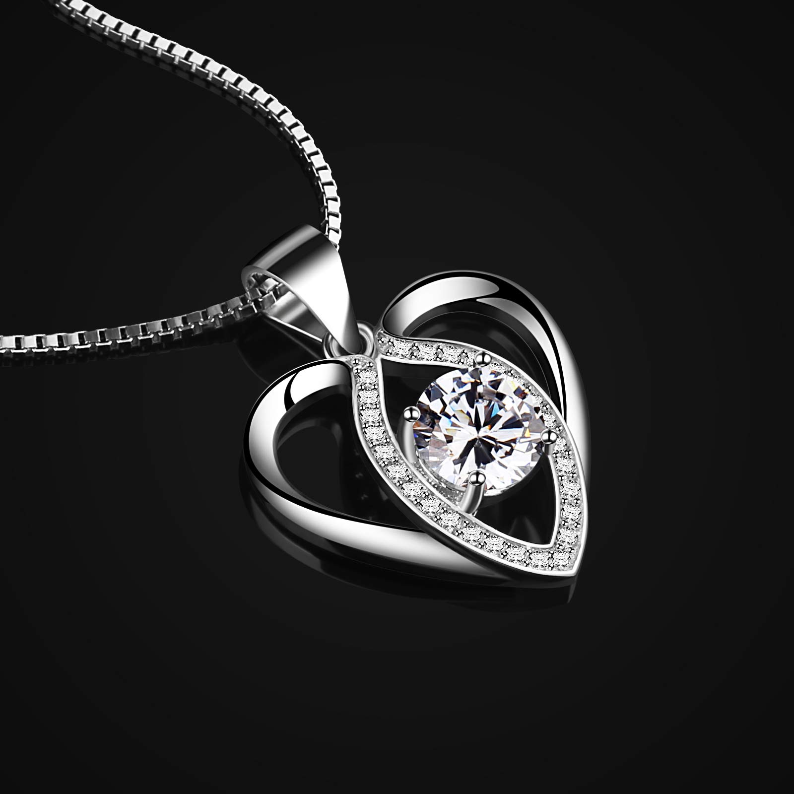 Jewlldeen Collane da donna Argento 925 Cuore Collanine Ciondolo Cuore Regali Regalo San Valentino per lei Amiche Moglie Mamma Amica Compleanno Gioielli Regali