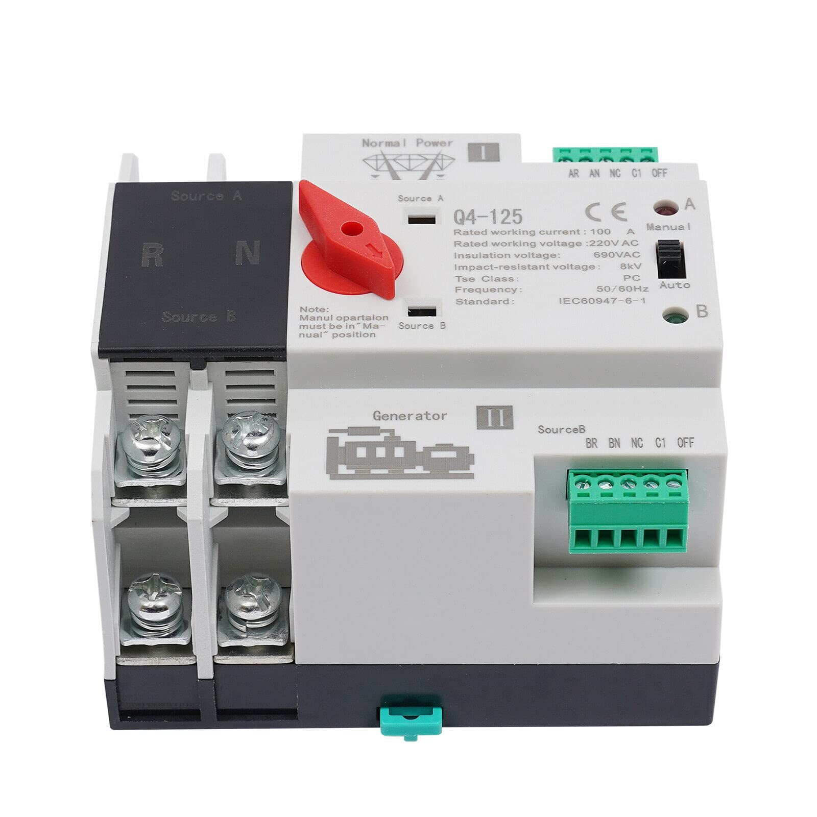 Automatic Transfer Switch 2P 100A Dual Power Automatic Transfer Switch Circuit Breaker Dual