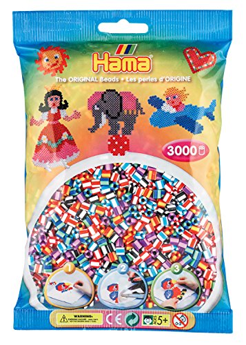 Hama 201-90 201-90-Beutel mit 3000 gestreiften Perlen, bunt