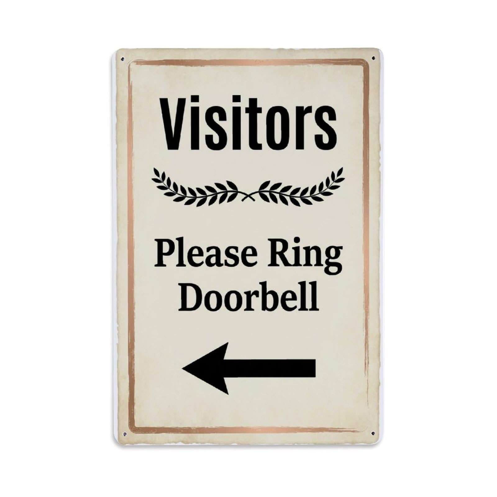 Metal Tin Sign Vintage Visitors Please Ring Doorbell Arrow Laurel