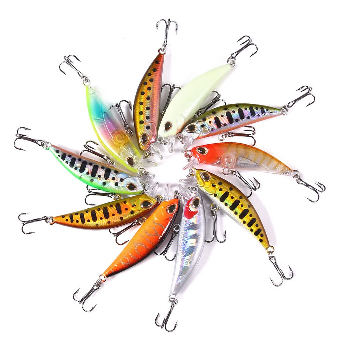 Top Water Hard Baits Bass Fishing Lures Kit Sinking High Speed Trolling Lure Swimbait for Bass Saltwater and Freshwater 12PCS