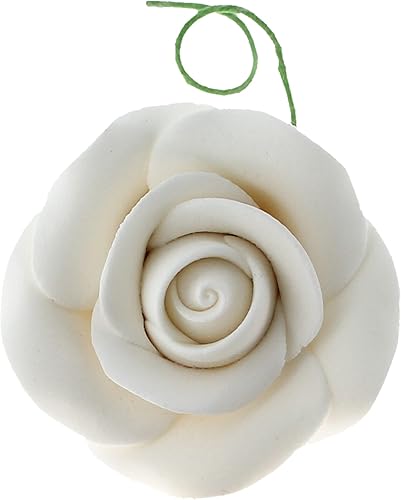 Global Sugar Art Flores de pastel de azúcar y rosas, blancas, medianas con alambre, 1.75 pulgadas, 12 unidades por el chef Alan Tetreault