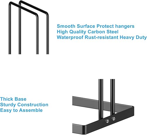 Miniatura 4 de Seropy Paquete de 40 perchas de metal de acero inoxidable resistentes con muesca antideslizante de 16.5 pulgadas y organizador apilador, paquete de