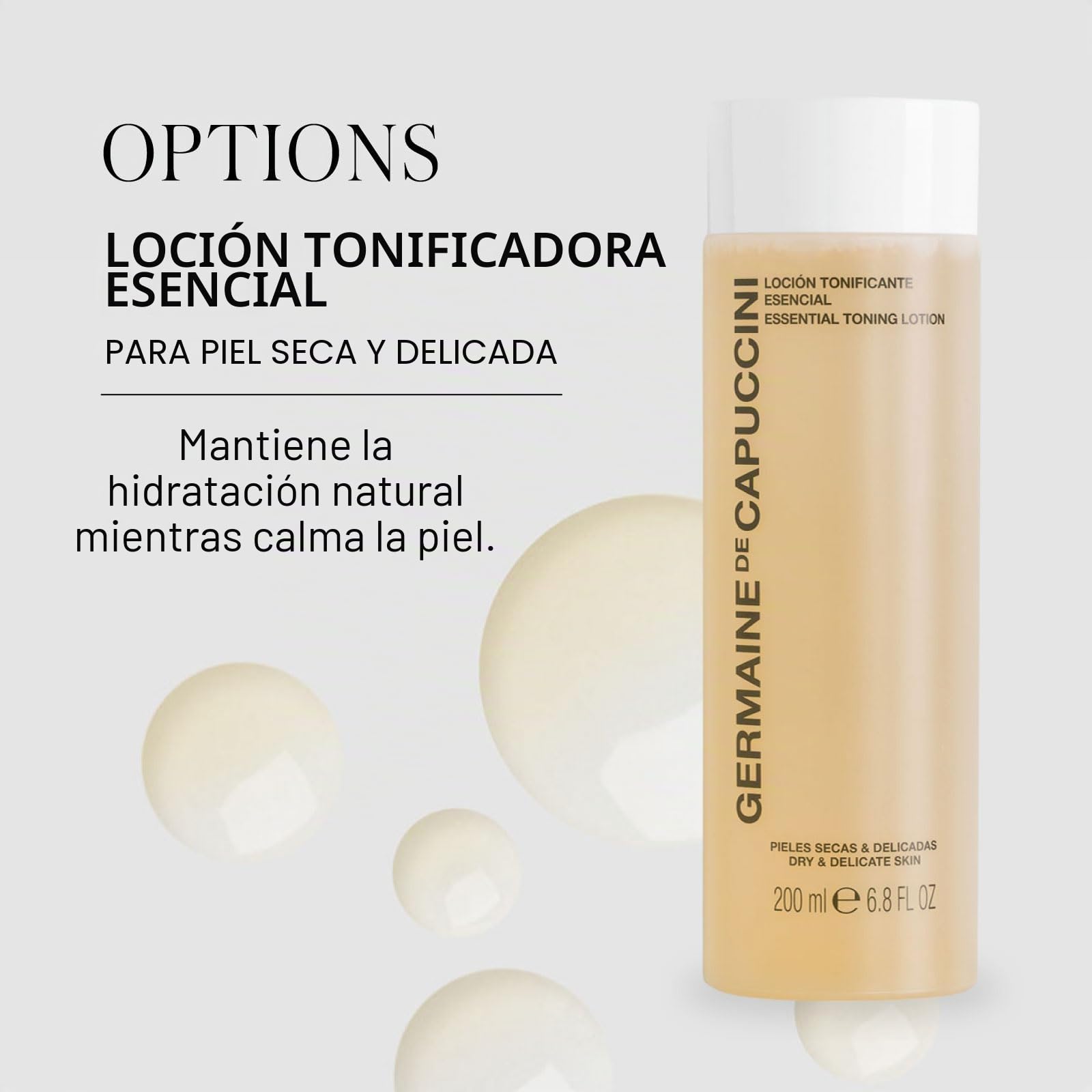 Germaine de Capuccini - Options I Loción Tonificante Esencial - Fórmulas que purifican, oxigenan y renuevan la piel - Propiedades hidratantes, equilibrantes y/o antiedad - 200 ml