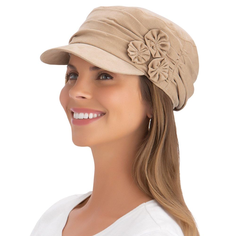 Collections EtcStylish and Comfortable Side Embellished Hat, Shirring Details, Flowers, Elastic