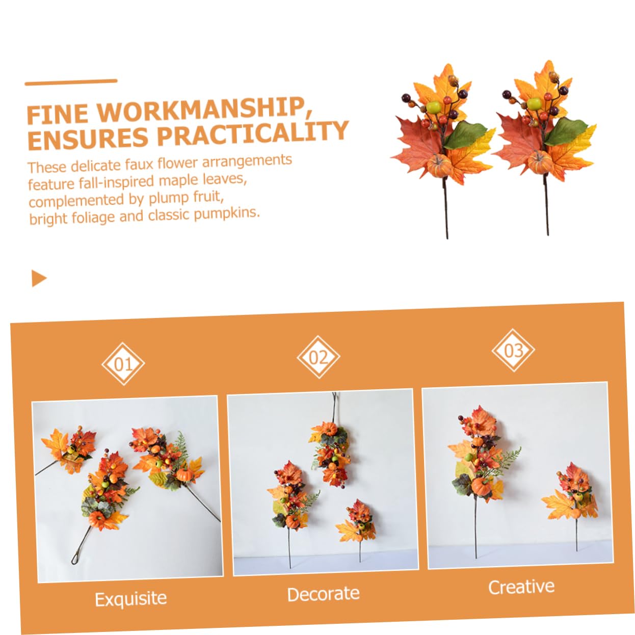Alipis 8stücke Künstliche Herbstblätter Mit Kürbis Und Beeren Dekoration Für Erntedankfest Und Halloween Für Tischarrangements Und -Bouquets Herbstliche Atmosphäre Für Zuhause