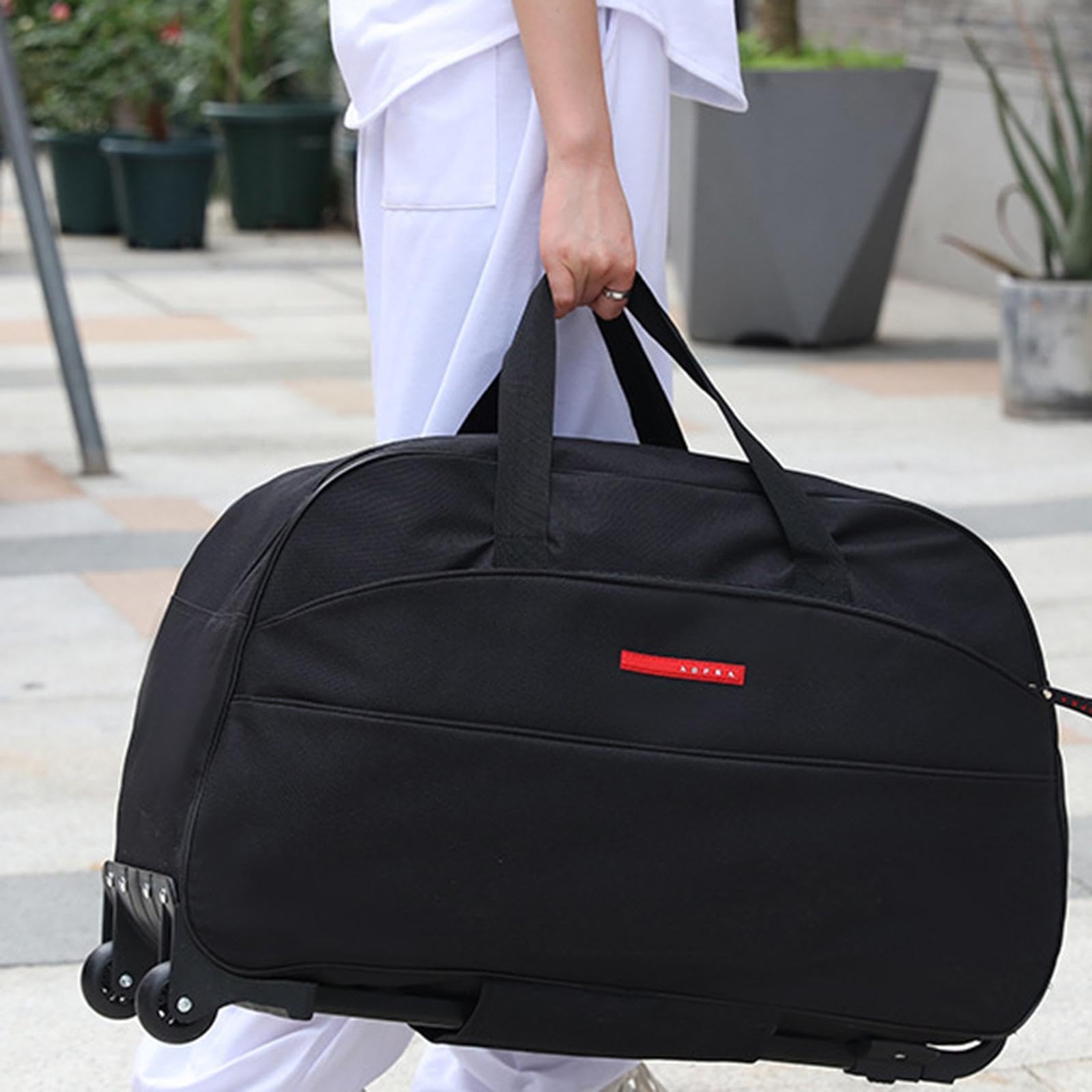 Generic Borsa Da Viaggio Pieghevole con Ruote, Borsa Porta Abiti Da Viaggio per Viaggi di Lavoro All'aperto, Nero