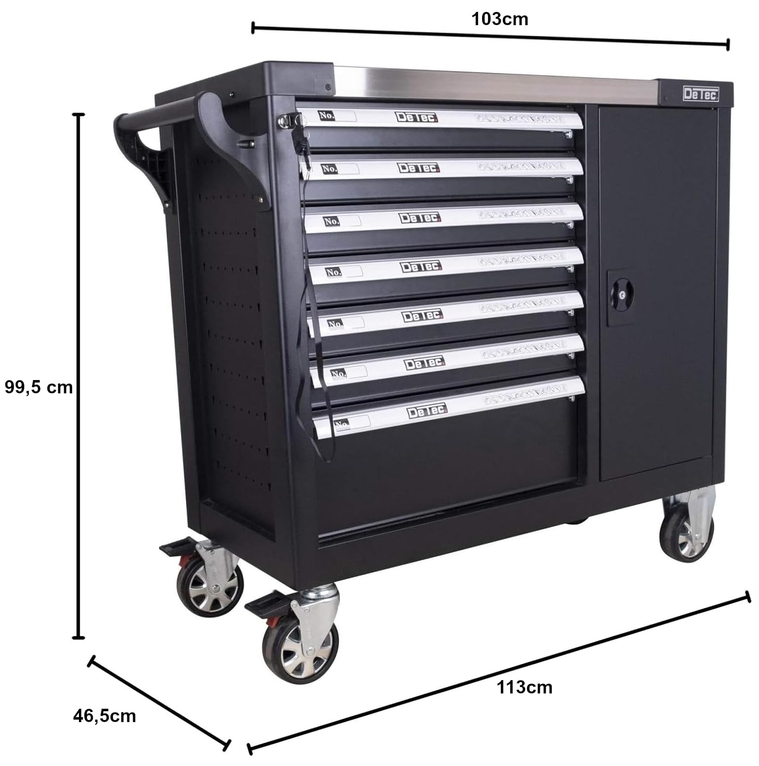 DeTec. XXL Werkstattwagen 1077 Heavy Duty, gefüllt, Schaumstoff-Einleger