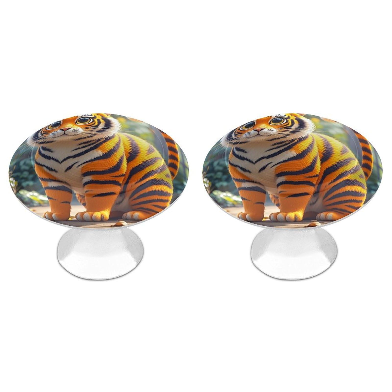 FekiLoot Tiger Stripes Orange Cabinet Knob 2 Pack Mini Round Drawer Pulls Stainless Steel Dresser Drawer Knobs Kitchen Drawer Hardware for Bathroom Dresser Closet Door Knobs