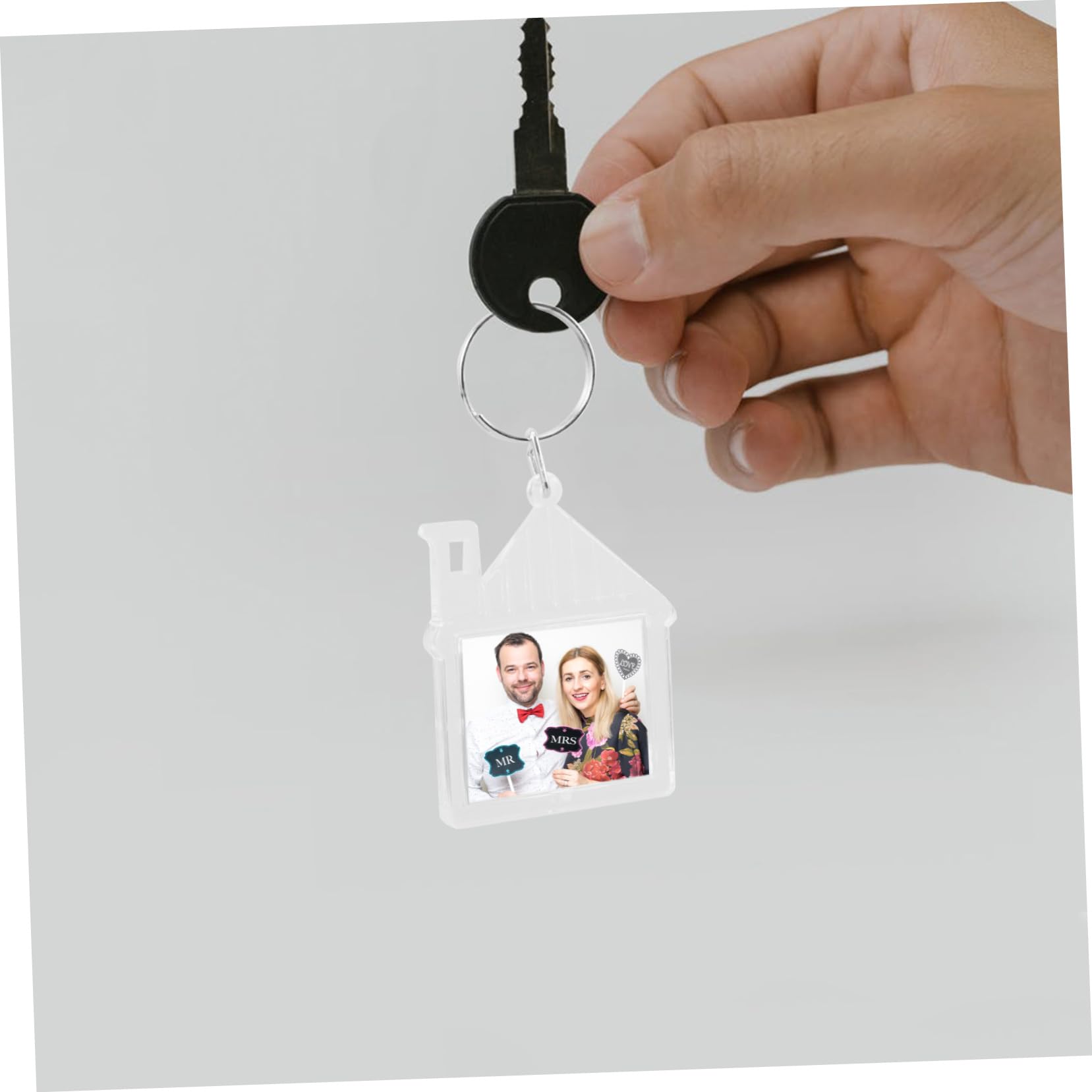 100 Stück Acryl Schlüsselanhänger Hausform Leere Fotoeinsätze