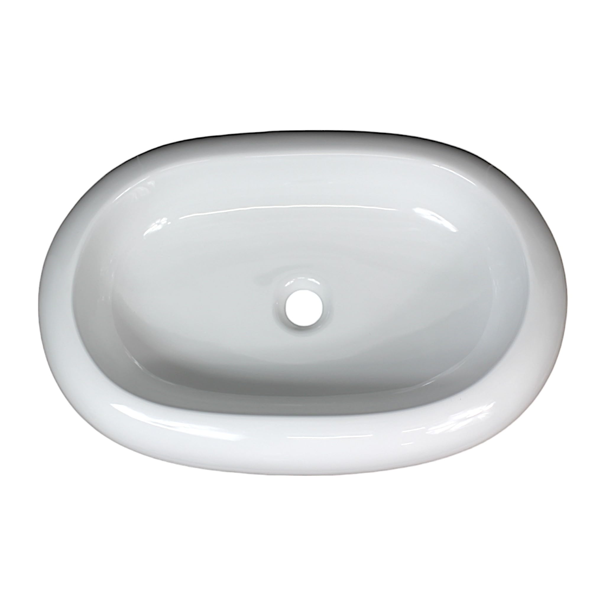 Lavabo ovale da appoggio 62 x 40 x 10 cm, allungato, arrotondato, in ceramica, bianco, moderno, grande