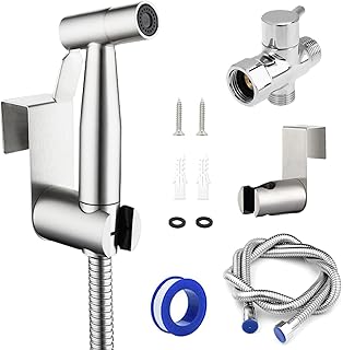 Handheld Bidet Toilet Sprayer for Toilet, Cloth Diaper Sprayer, Muslim Shower Toilet, Stainless Steel Hand Shower for Toilet, Bidet Attachment for Toilet, Toilet Shower Silvery