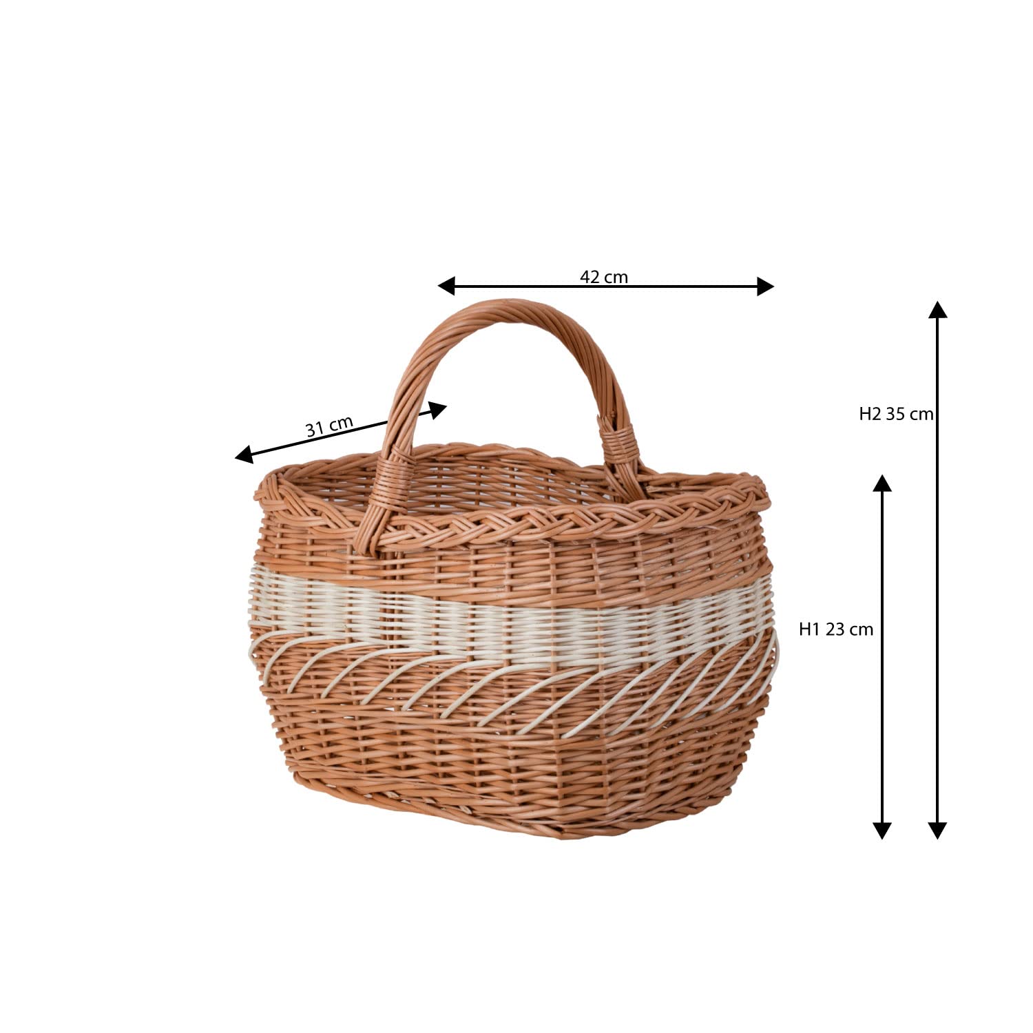 e-wicker24 Kosz prezentowy w naturalnym kolorze, koszyk na zakupy z wikliny, kosz w kolorze naturalnym, kosz zakupowy