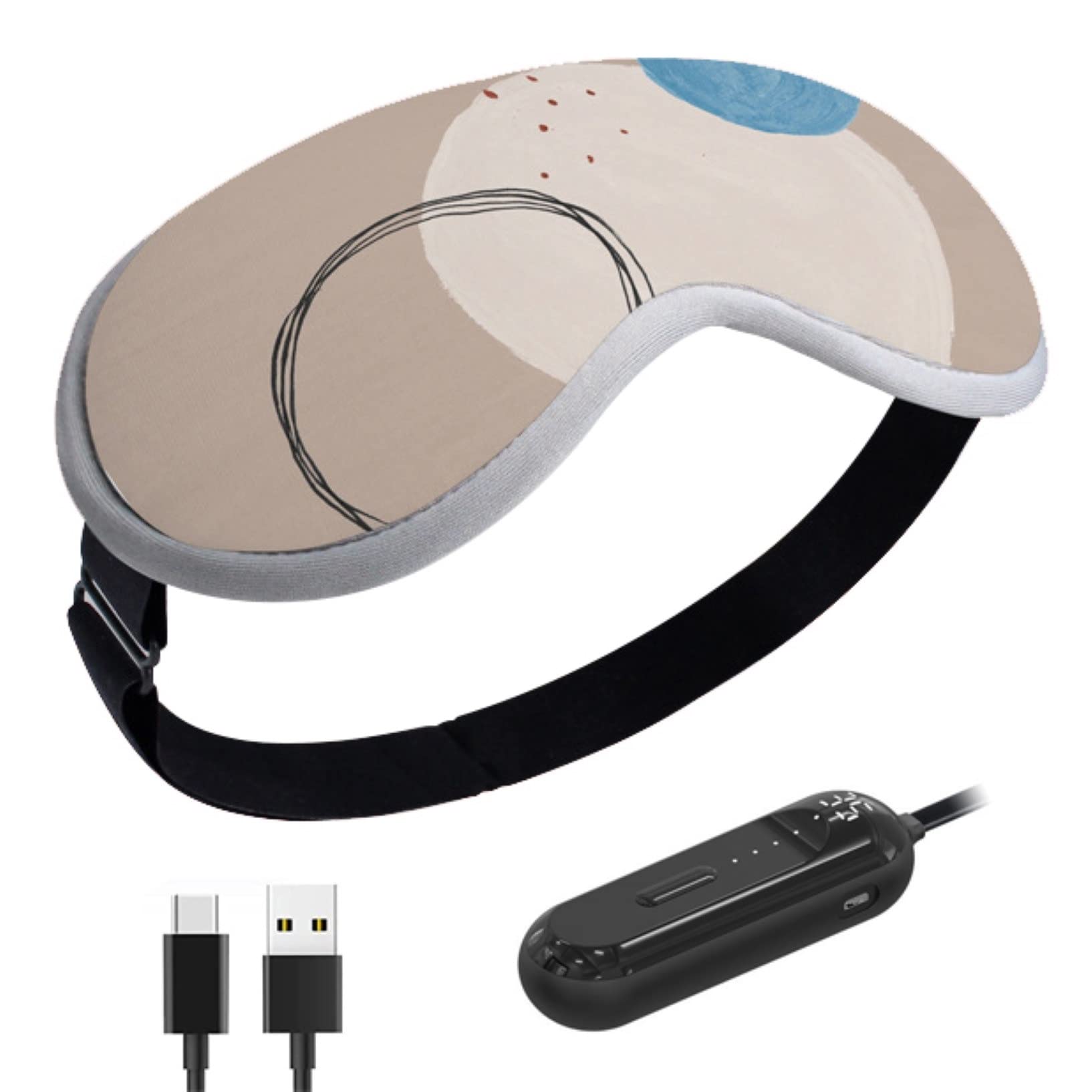 USB Rechargeable Multifunctional Heated Eye Mask with 3 Heat Settings 3D Contoured Eye Massager for Dry Eyes Color
