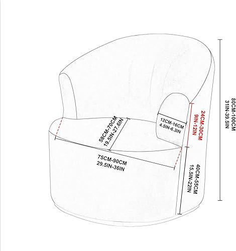 Miniatura 5 de YOCOVER Funda de terciopelo para silla giratoria de barril giratorio, funda elástica para silla decorativa de barril para sillón, funda de sofá