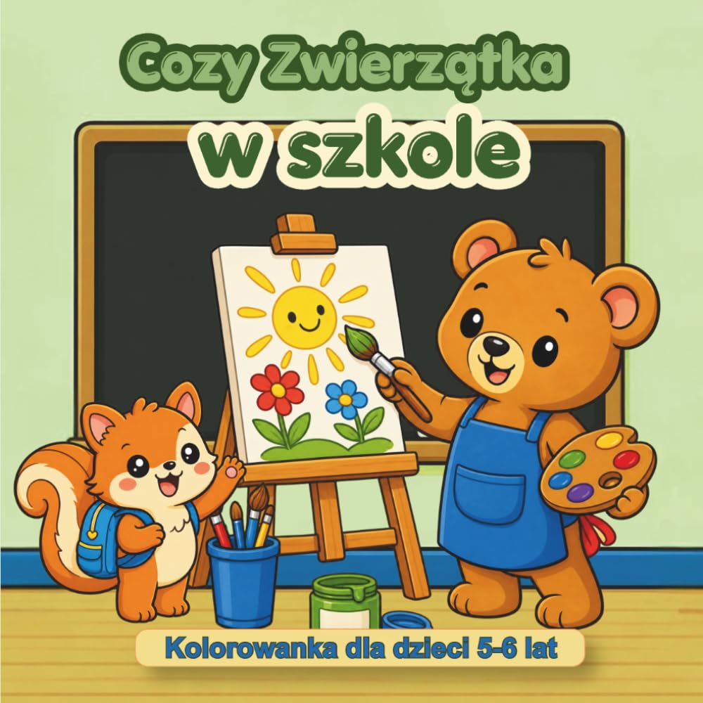 Cozy zwierzątka w szkole: Kolorowanka dla dzieci