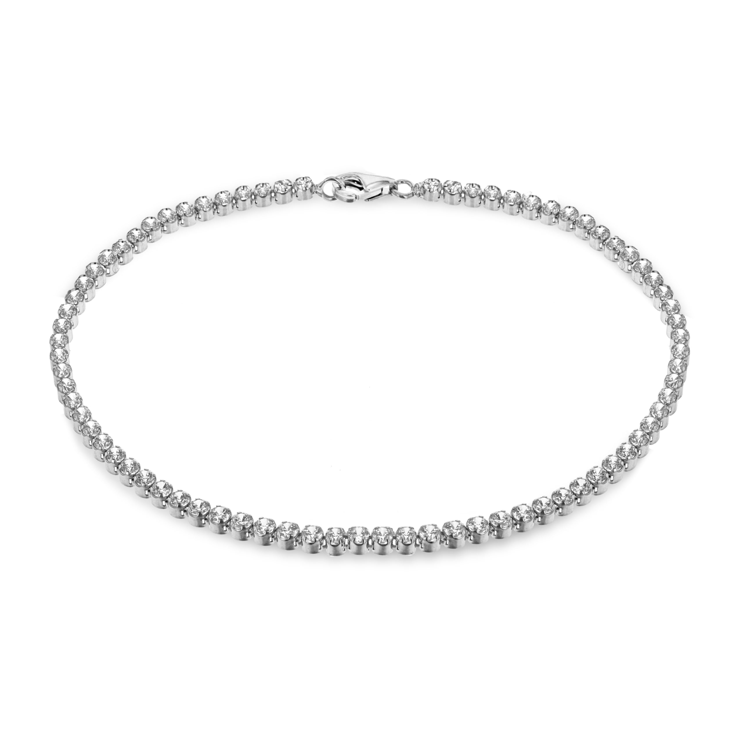 Amazon Essentials Sterling Silver Rhodium Plated Round CZ Tennis Bracelet 19cm/7.5"