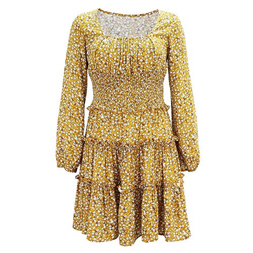 JCHL- Automne et Hiver Femme Fleuri Robe, Explosion Envelopper Poitrine Fermer Taille Mi-Longueur Robe Cover