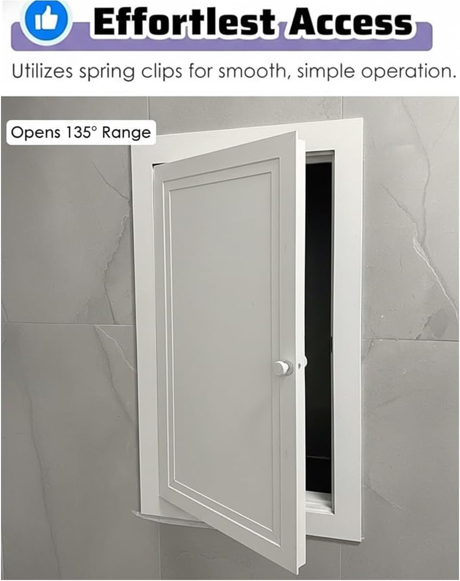 White Drywall Access Panel, Attic Access Panel Door for Drywall 12×12 18×18 24×16 32×20, Pull Open Cabinet Door for Kitchen Storage Room Laundry Chute Ceiling Plumbing Panel(18x24in)