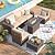 VONZOY 7 Piece Patio Furniture Set with Fire Pit Table, Outdoor Conversation Sets Wicker Rattan Sectional Sofa with Coffee Table, 4'' Thickened Cushion Beige (Include Waterproof Cover)